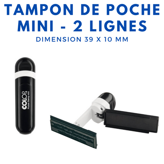 Tampon encreur de poche 2 lignes mini format