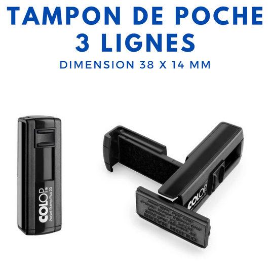 Tampon encreur de poche 3 lignes