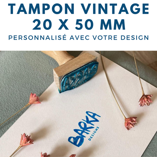 Tampon vintage 20 x 50 mm personnalisé