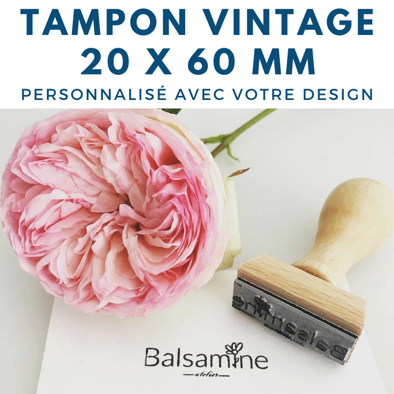 tampon vintage bois 20 x 60 mm