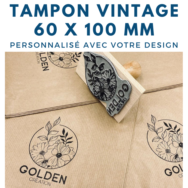 Tampon vintage 60 x 100 mm personnalisé