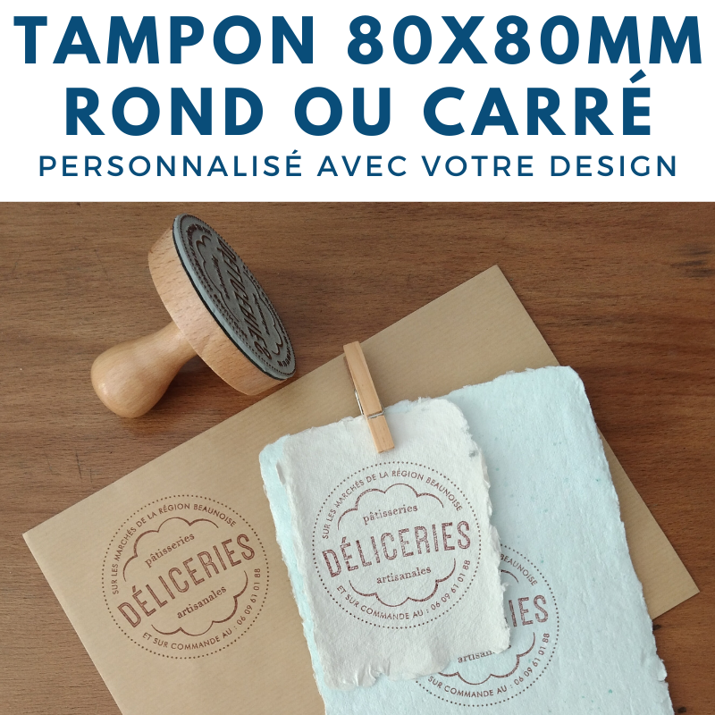 tampon vintage 80 x 80 mm personnalisable